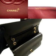 CHANEL Classic Double Flap 10" Chain Shoulder Bag Black Lambskin p82 hannari-shop