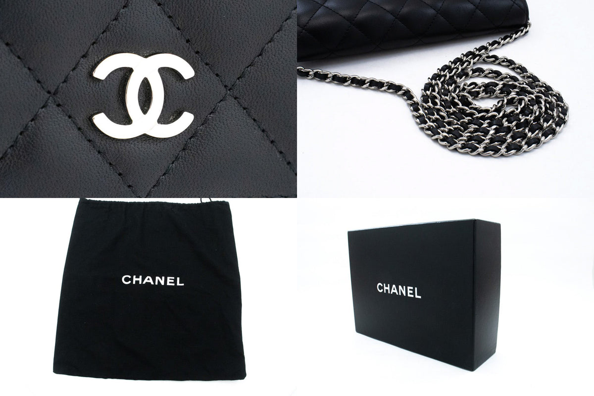 CHANEL Zwarte Classic Wallet On Chain WOC Schoudertas Lamsleer ap5 — hardware hannari-shop