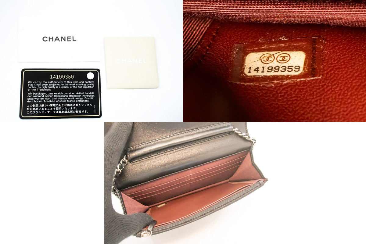 CHANEL Zwarte Classic Wallet On Chain WOC Schoudertas Lamsleer ap5 — serienummer hannari-shop