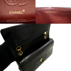 CHANEL Classic Double Flap 9" Chain Shoulder Bag Black Lambskin p57 hannari-shop