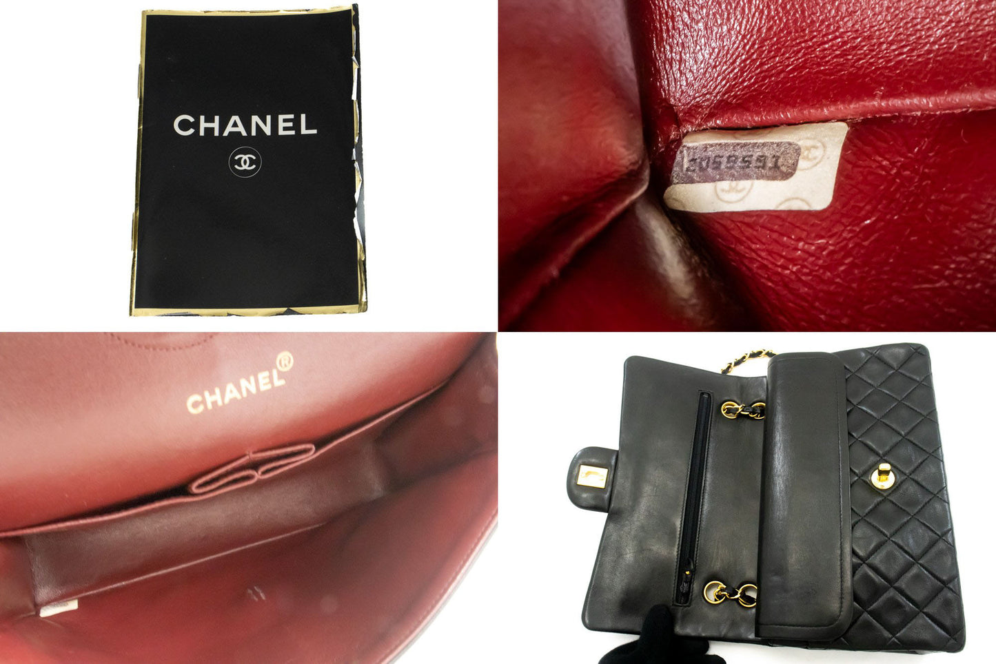 CHANEL Classic Double Flap 10" Chain Schoudertas Zwart Lamsleer ag1 hannari-shop