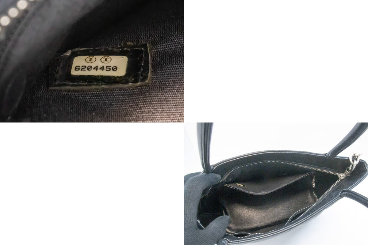 CHANEL Silver Medallion Grained Calfskin Leather Shoulder Bag ap3 — serial number hannari-shop