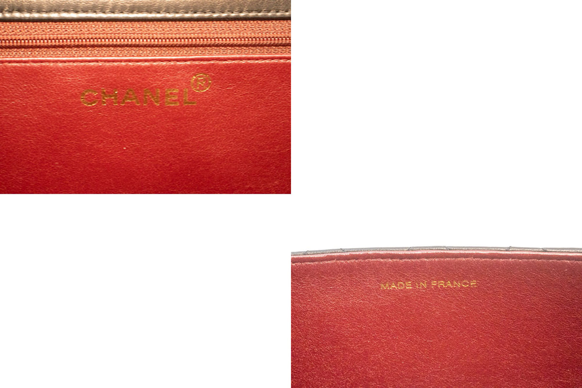 CHANEL Small Chain Schoudertas Clutch Zwart Gewatteerde Flap Lamsskin ap4 — interieur CHANEL-logo hannari-shop