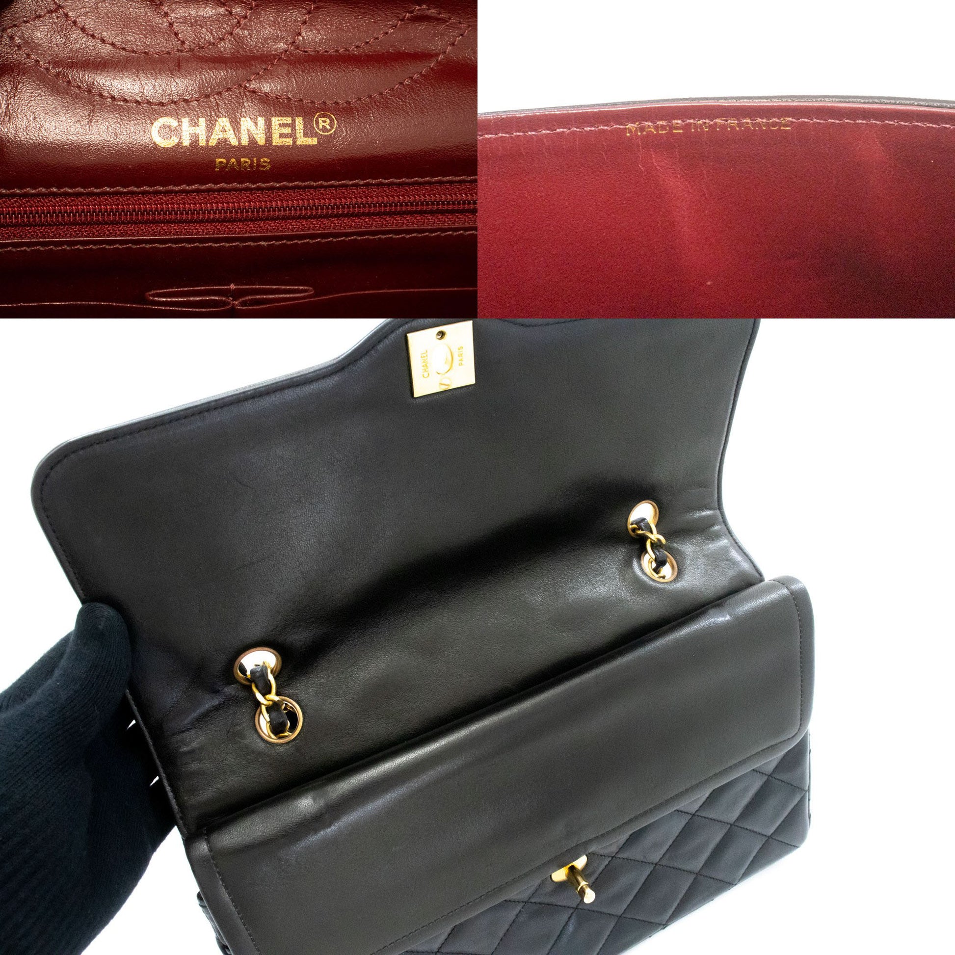 CHANEL Paris Limited Vintage Chain Shoulder Bag Black Quilted Flap ak6 hannari-shop