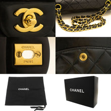 CHANEL Classic Double Flap 10" Chain Shoulder Bag Black Lambskin p81 hannari-shop
