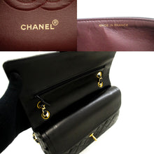 CHANEL Classic Double Flap 10" Chain Shoulder Bag Black Lambskin p81 hannari-shop