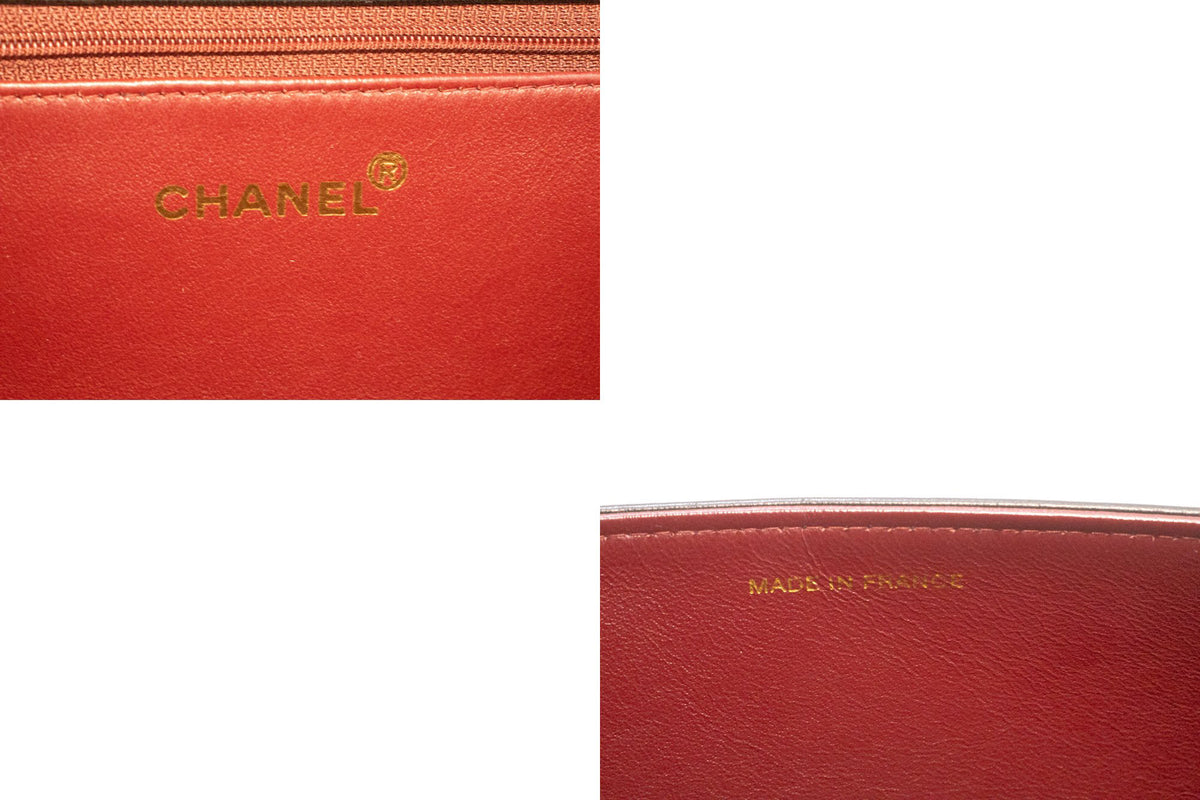 CHANEL Full Flap Chain Schoudertas Clutch Zwart Gewatteerd Lamsleer ao4 — binnenkant CHANEL-logo hannari-shop