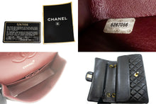 CHANEL Classic Double Flap 10" Chain Shoulder Bag Black Lambskin p81 hannari-shop
