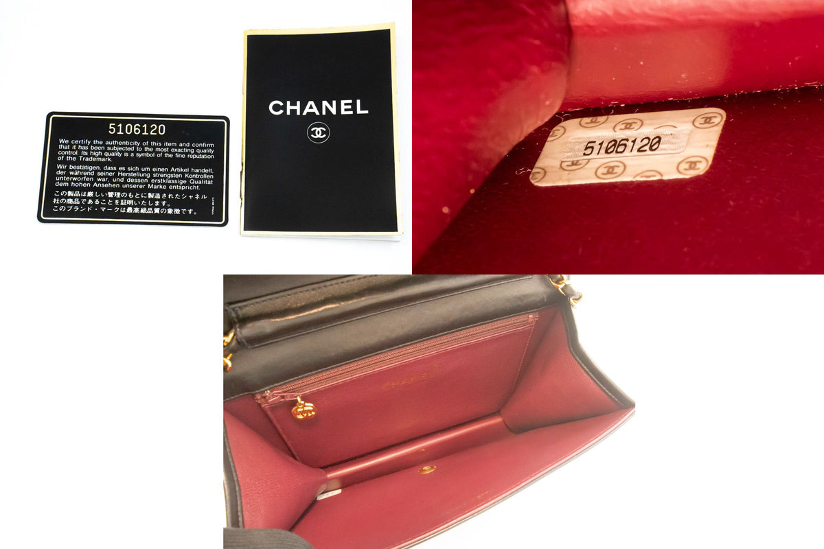 CHANEL Full Flap Chain Schoudertas Clutch Zwart Gewatteerd Lamsleer ao5 — serienummer hannari-shop