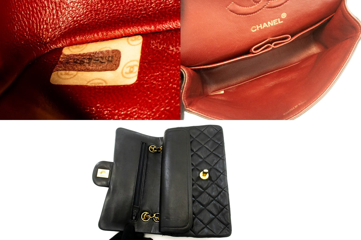 CHANEL Classic Double Flap 9" Chain Schoudertas Zwart Lamsleer ap2 — serienummer hannari-shop