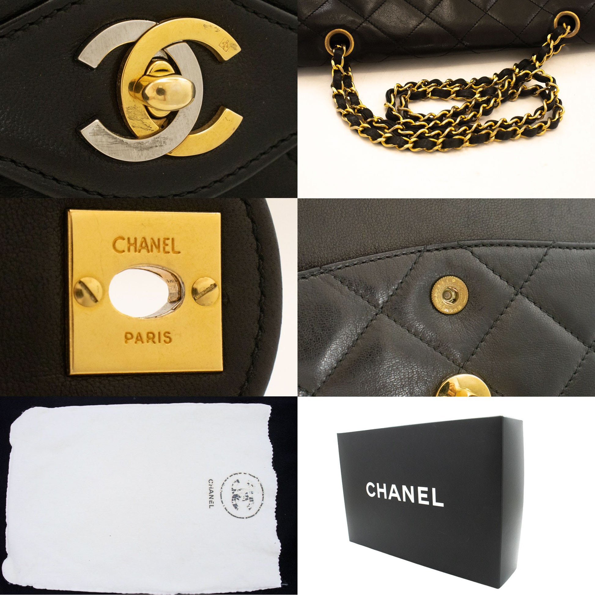 CHANEL Paris Limited Vintage Chain Shoulder Bag Black Quilted Flap ai9 hannari-shop