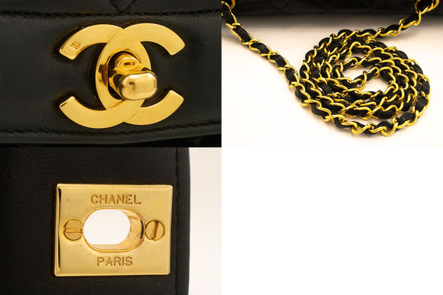 CHANEL Diana Flap Chain Schoudertas Zwart Gequilt Lamsschapenleer ak2 hannari-shop