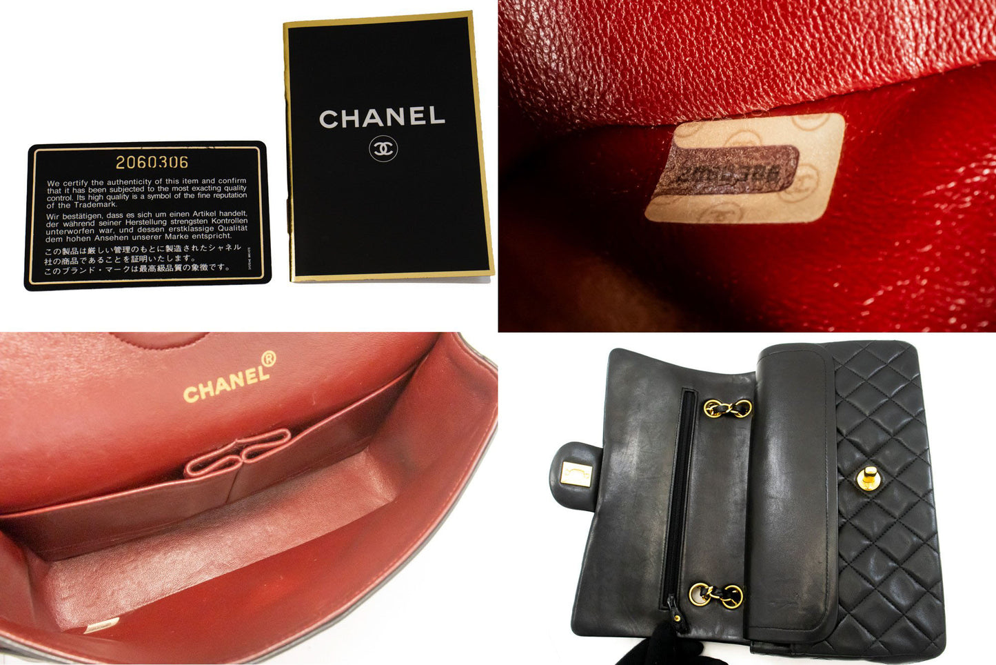 CHANEL Classic Double Flap 10" Chain Schoudertas Zwart Lamsleer aj8 hannari-shop
