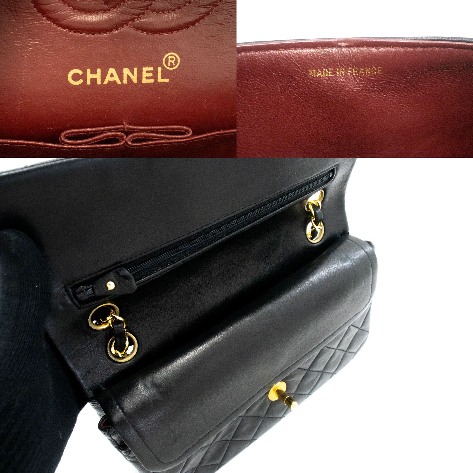 CHANEL Classic Double Flap 9" Chain Schoudertas Zwart Lamsleer aj7 hannari-shop