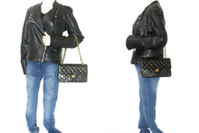 CHANEL Classic Double Flap 9" Chain Shoulder Bag Black Lambskin p90 hannari-shop