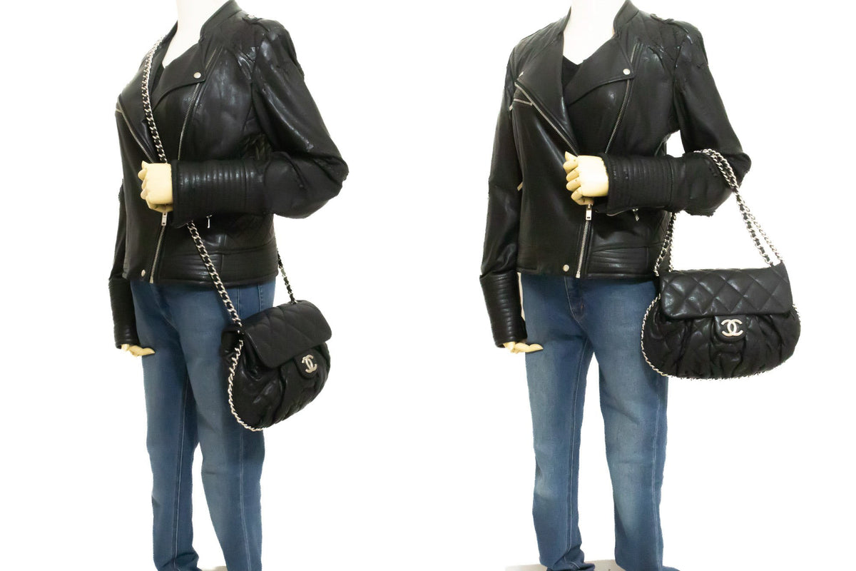 CHANEL Chain Around Shoulder Bag Crossbody Zwart kalfsleer ap9 — op paspop hannari-shop