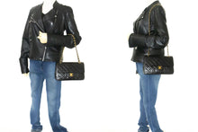 CHANEL Classic Double Flap 9" Chain Shoulder Bag Black Lambskin p98 hannari-shop