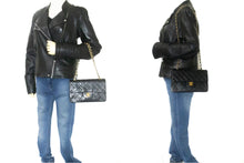 CHANEL Classic Double Flap 9" Chain Shoulder Bag Black Lambskin p88 hannari-shop