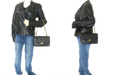 CHANEL Classic Double Flap 9" Chain Shoulder Bag Black Lambskin n70 hannari-shop