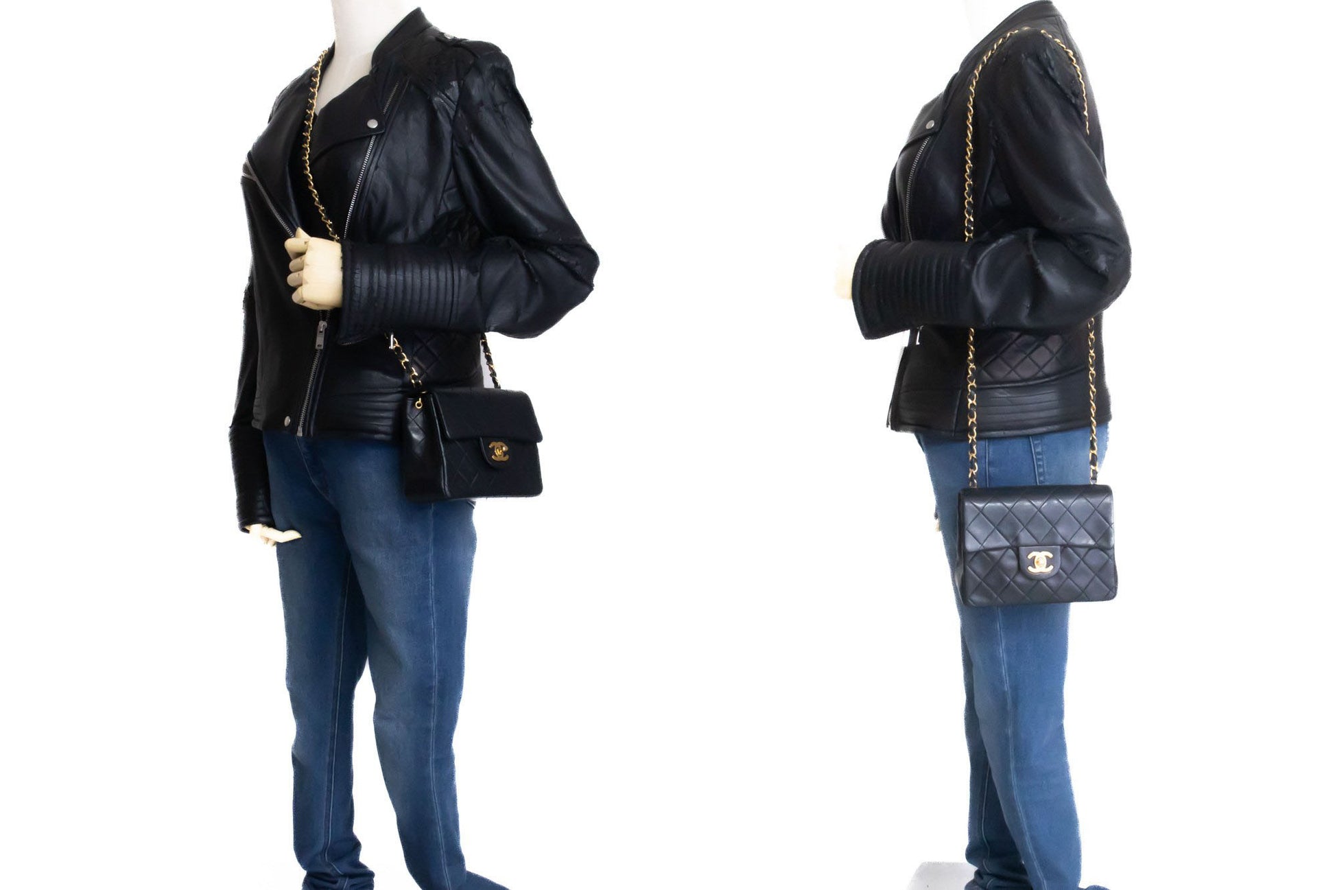 CHANEL Mini Square Small Chain Schoudertas Crossbody Zwart Lamsleer ag9 hannari-shop