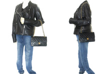CHANEL Classic Double Flap 9" Chain Shoulder Bag Black Lambskin p02 hannari-shop