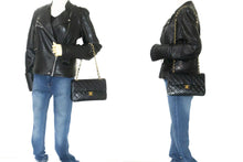 CHANEL Classic Double Flap 9" Chain Shoulder Bag Black Lambskin p57 hannari-shop