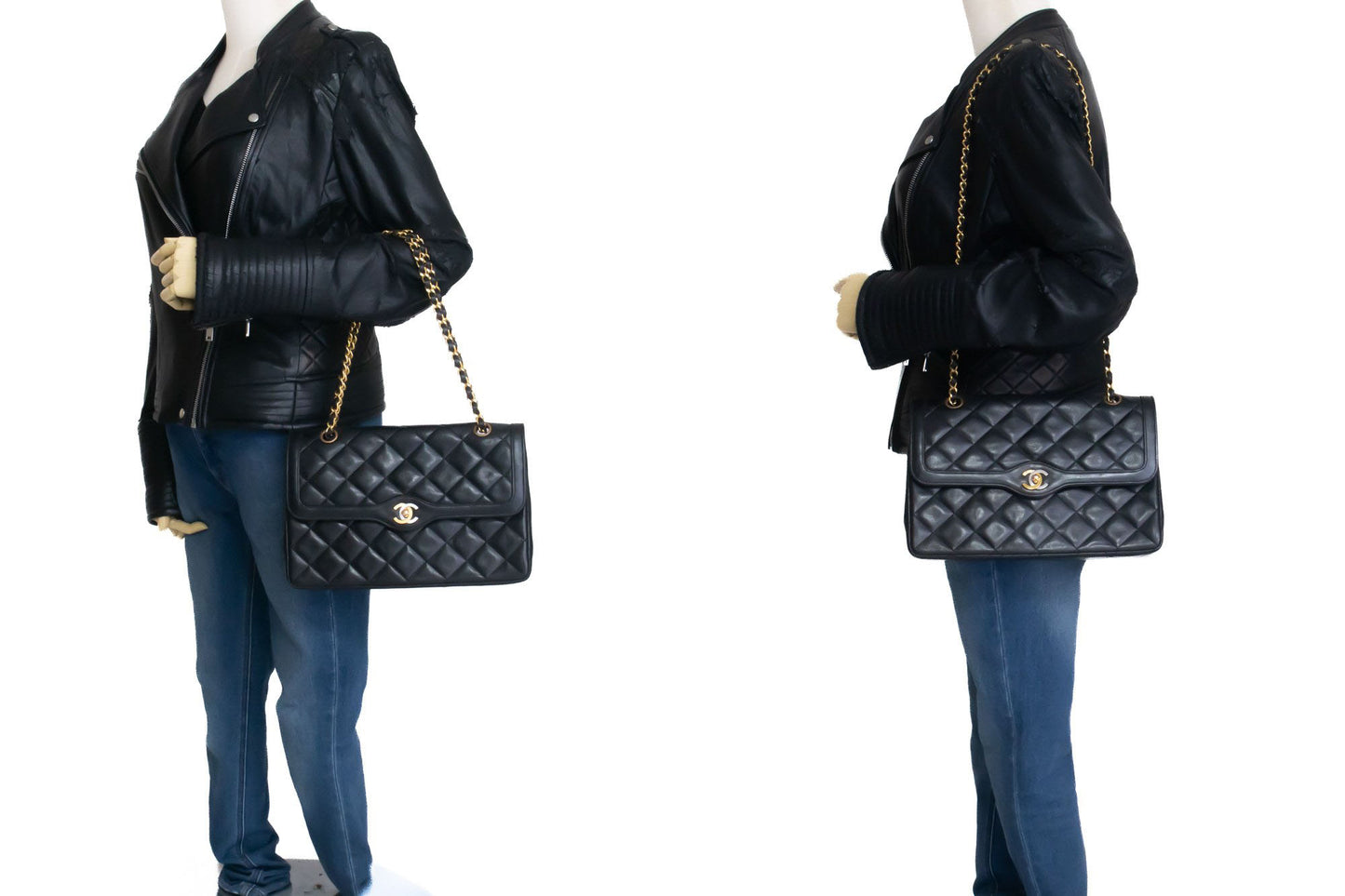 CHANEL Paris Limited Vintage Chain Shoulder Bag Black Quilted Flap ak6 hannari-shop