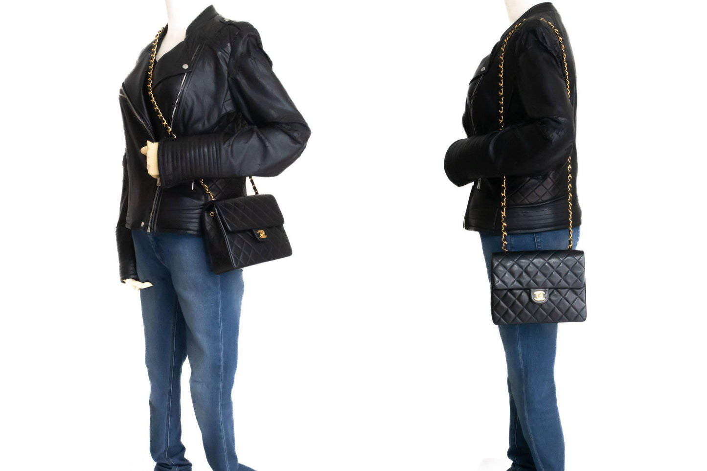 CHANEL Mini Square Small Chain Shoulder Bag Crossbody Black Lamb af9 hannari-shop