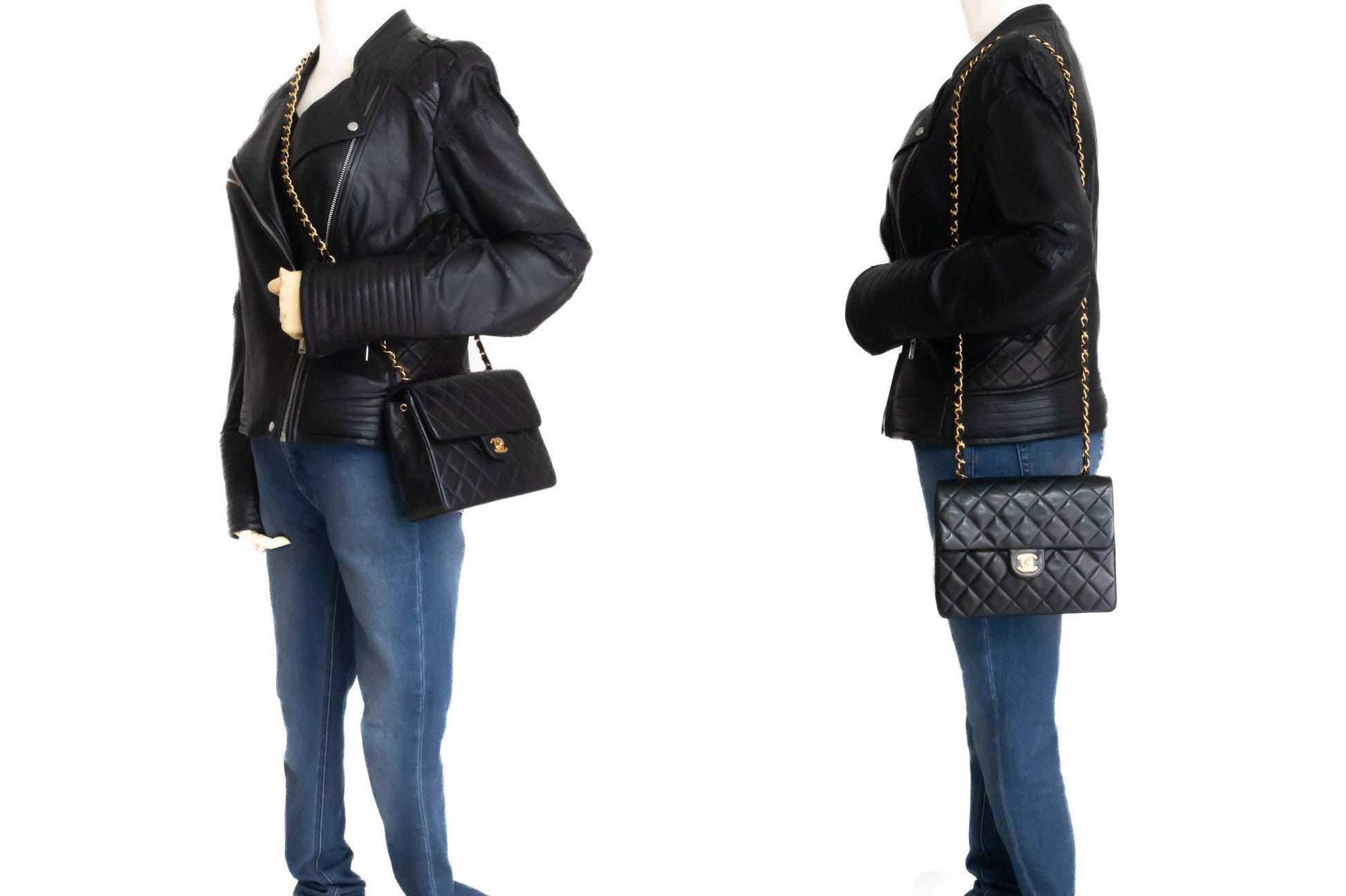 CHANEL Mini Square Small Chain Shoulder Bag Crossbody Black Lamb af9 hannari-shop