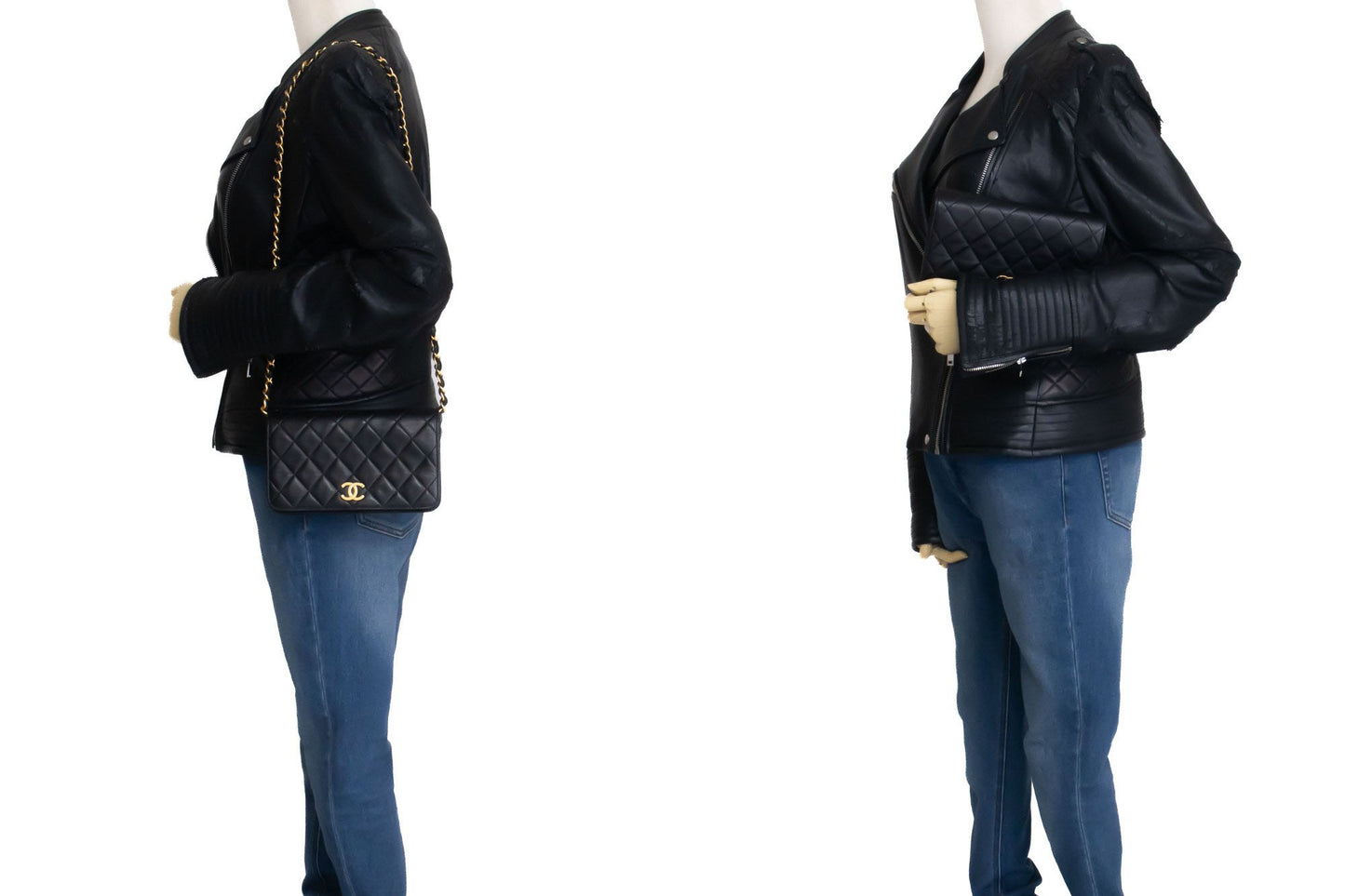 CHANEL Full Flap Small Chain Shoulder Bag Clutch Black Quilted ah9 hannari-shop
