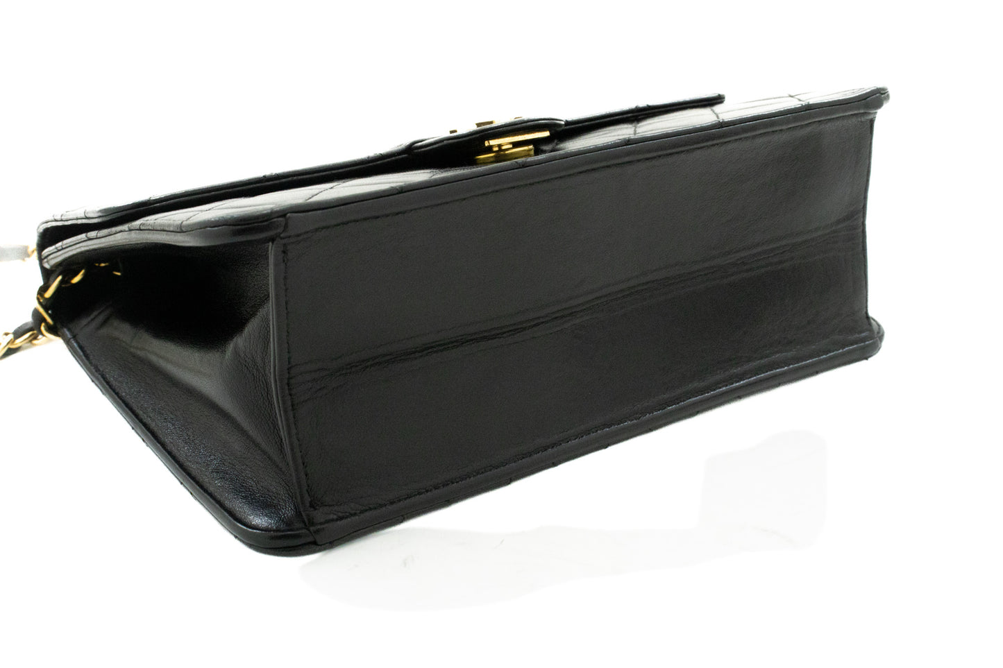 CHANEL Kleine Chain Shoulder Bag Clutch Zwart Gewatteerd Klepje Lamsleer j60 hannari-shop