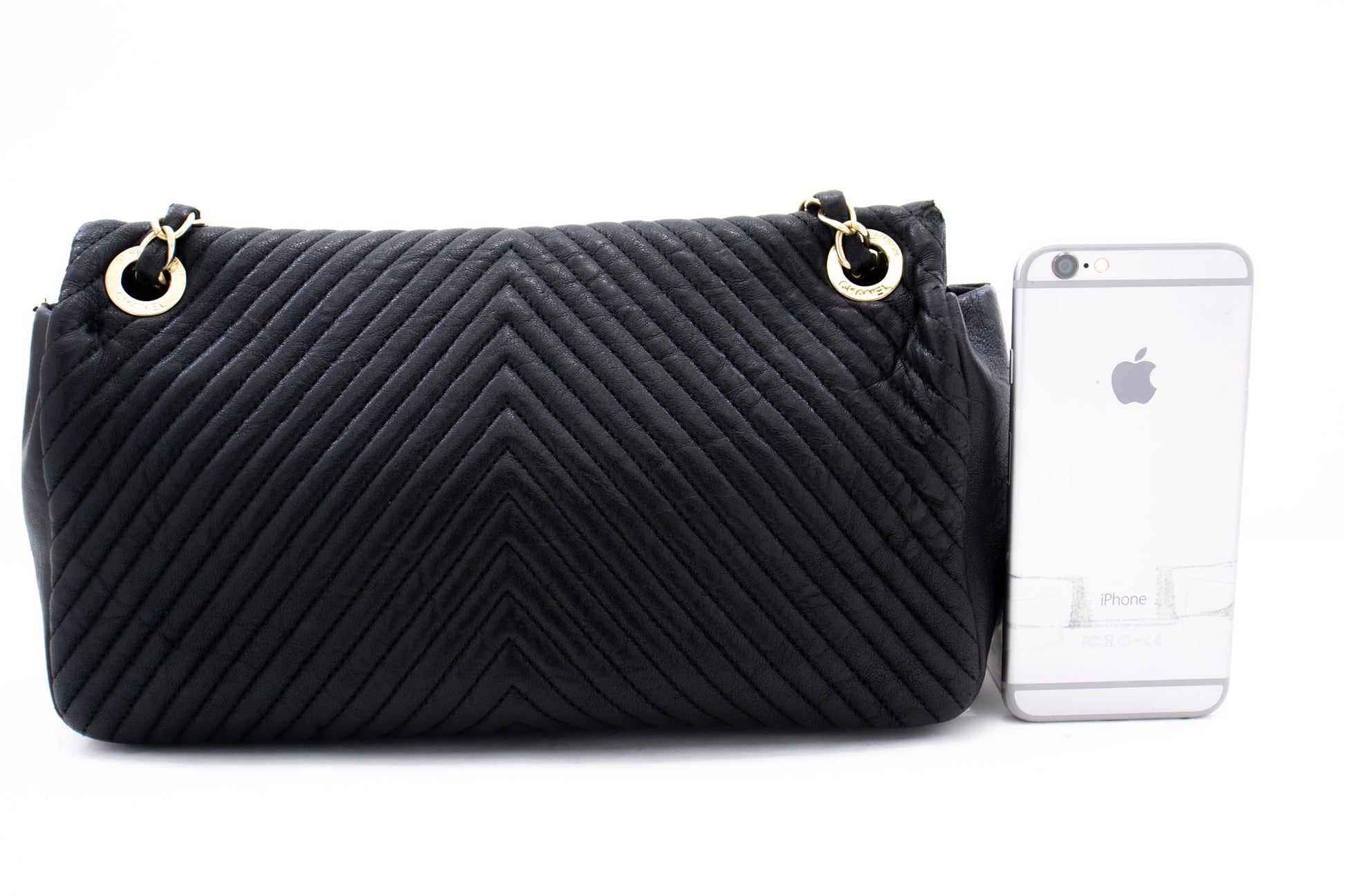 Chanel Chevron V-Stitch Leren Chain Schoudertas Enkel Klep Mat k59 hannari-shop
