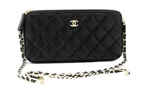 CHANEL Lambskin Pearl Wallet On Chain WOC Double Zip Chain Bag L17 hannari-shop