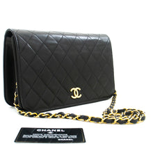 CHANEL Full Flap Chain Shoulder Bag Clutch Black Quilted Lambskin L87 hannari-shop
