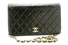 CHANEL Full Flap Chain Shoulder Bag Clutch Black Quilted Lambskin L87 hannari-shop