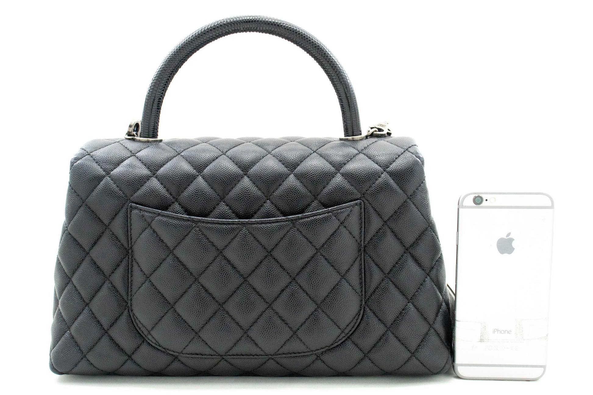CHANEL 2 Way Top Handle Handtas Schoudertas Zwart Caviar Leder L52 hannari-shop