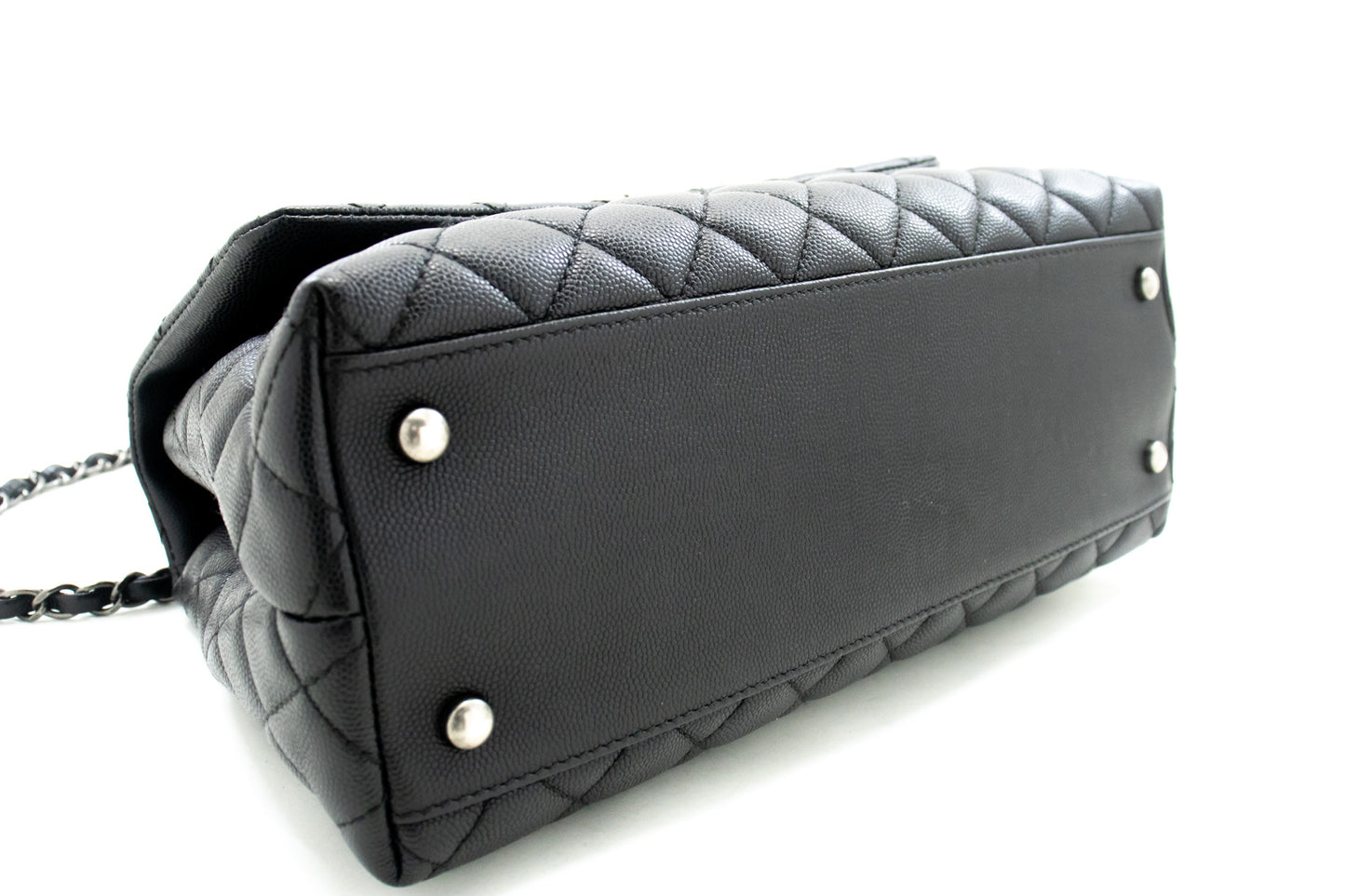 CHANEL 2 Way Top Handle Handtas Schoudertas Zwart Caviar Leder L52 hannari-shop