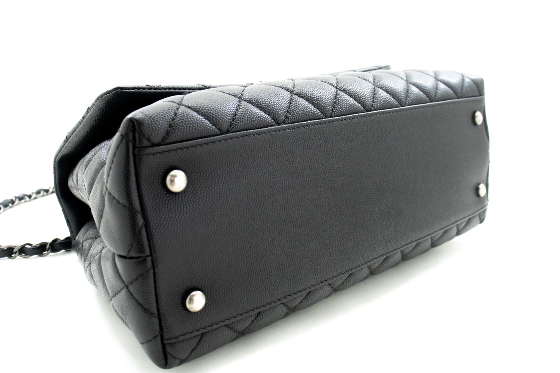 CHANEL 2 Way Top Handle Handtas Schoudertas Zwart Caviar Leder L52 hannari-shop