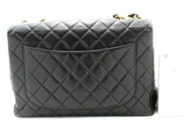 CHANEL Classic Large 11" Chain Shoulder Bag Flap Black Lambskin L95 hannari-shop