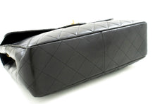 CHANEL Classic Large 11" Chain Shoulder Bag Flap Black Lambskin L95 hannari-shop