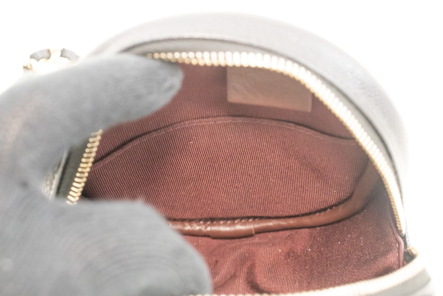 CHANEL Round Zip Caviar Kleine Chain Schoudertas Zwart Gequilte m55 hannari-shop