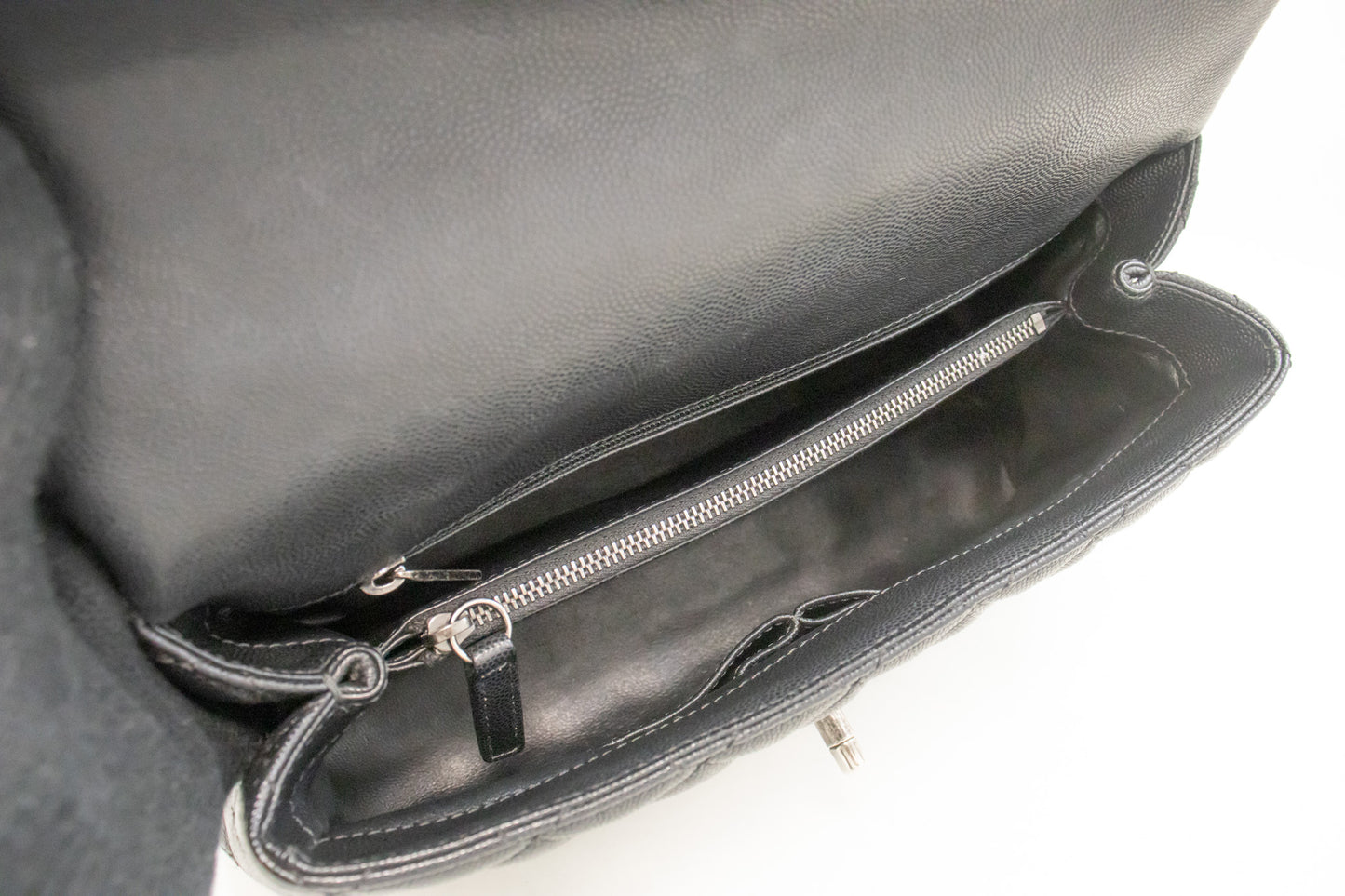 CHANEL 2 Way Top Handle Handtas Schoudertas Zwart Caviar Leder L52 hannari-shop