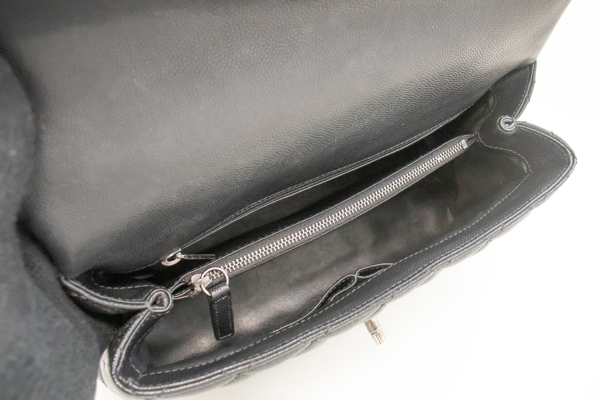 CHANEL 2 Way Top Handle Handtas Schoudertas Zwart Caviar Leder L52 hannari-shop
