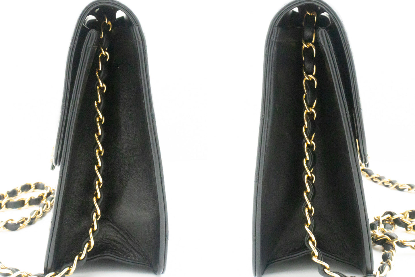 CHANEL Chain Shoulder Bag Clutch Black Quilted Flap Lambskin Purse k11 hannari-shop
