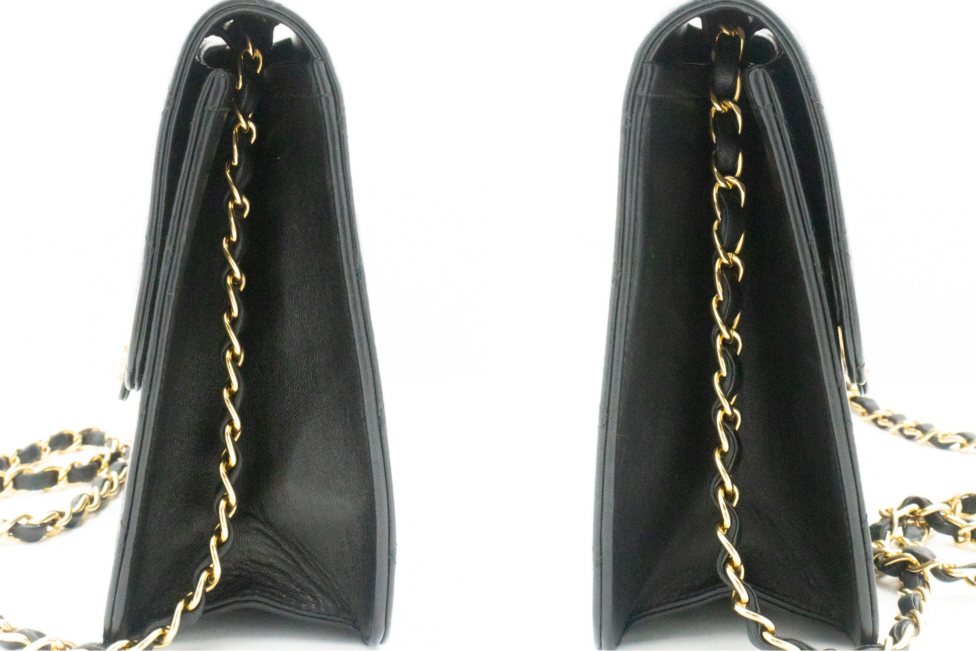 CHANEL Chain Shoulder Bag Clutch Black Quilted Flap Lambskin Purse k11 hannari-shop