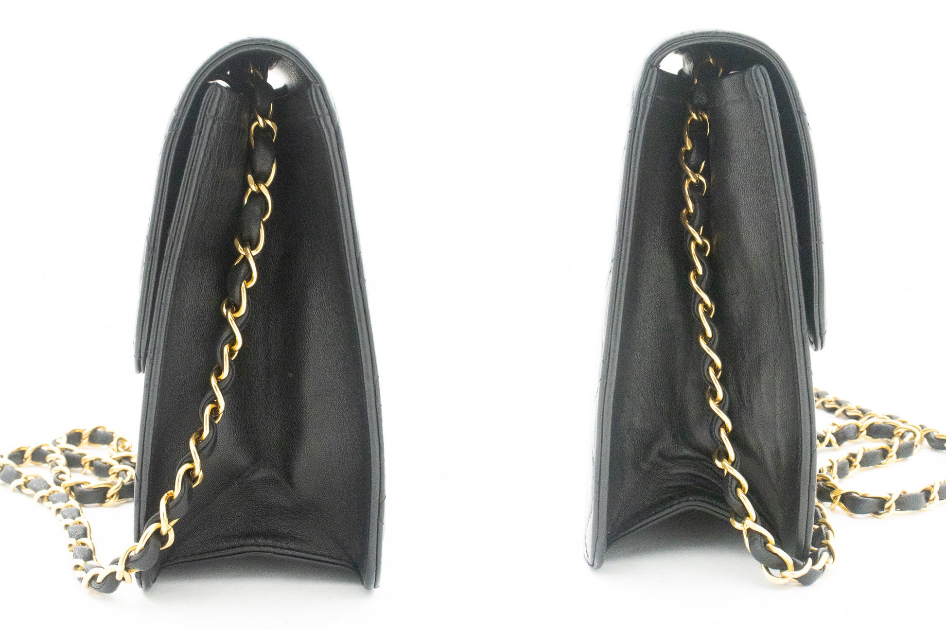 CHANEL Chain Shoulder Bag Clutch Zwart Gequilt Flap Lamsleer Tas k13 hannari-shop