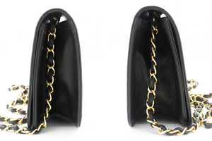CHANEL Full Flap Chain Shoulder Bag Clutch Black Quilted Lambskin L87 hannari-shop