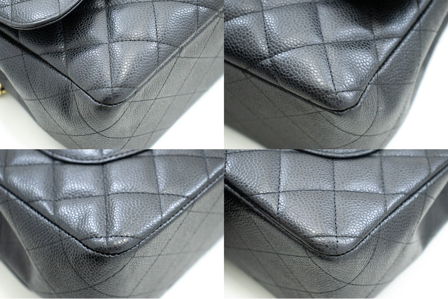 CHANEL Classic Large 11" Chain Shoulder Bag W Flap Black Caviar L66 hannari-shop