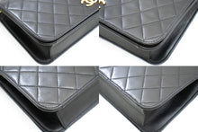 CHANEL Full Flap Chain Shoulder Bag Clutch Black Quilted Lambskin L87 hannari-shop