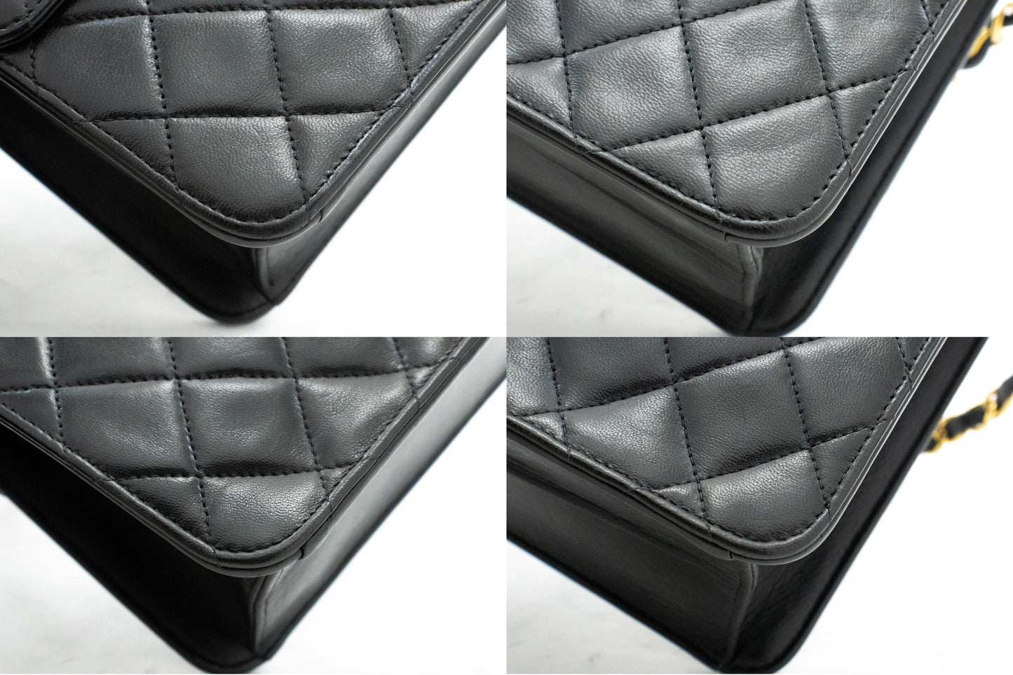 CHANEL Kleine Chain Shoulder Bag Clutch Zwart Gewatteerd Klepje Lamsleer j60 hannari-shop